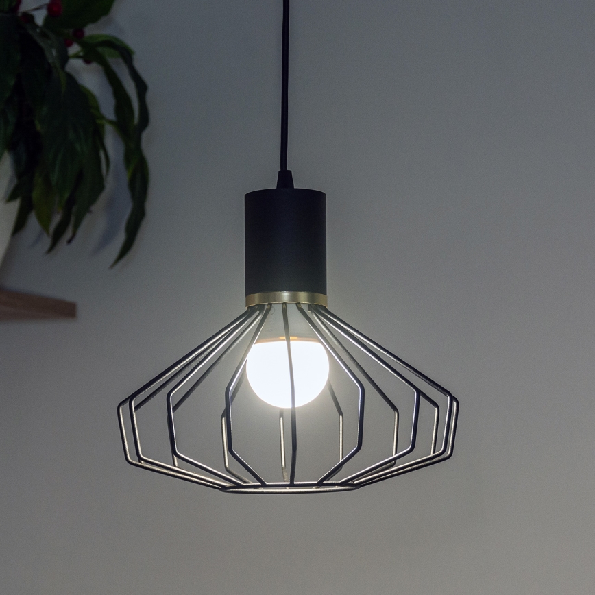 Pendellampa med kabel SOLANO 1xE27/15W/230V svart/guld
