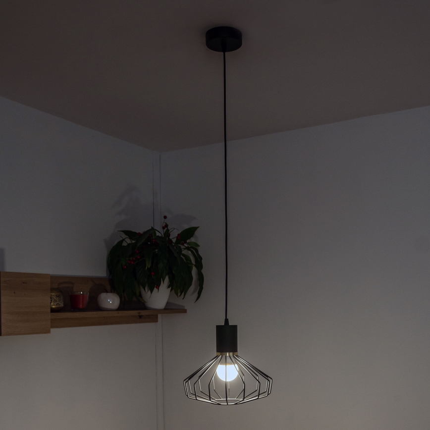 Pendellampa med kabel SOLANO 1xE27/15W/230V svart/guld