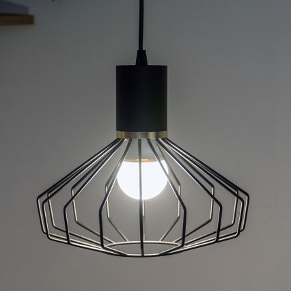 Pendellampa med kabel SOLANO 1xE27/15W/230V svart/guld