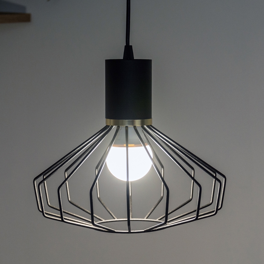 Pendellampa med kabel SOLANO 1xE27/15W/230V svart/guld