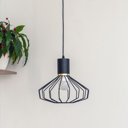 Pendellampa med kabel SOLANO 1xE27/15W/230V svart/guld