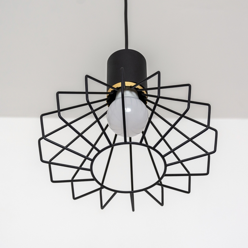 Pendellampa med kabel SOLANO 1xE27/15W/230V svart/guld