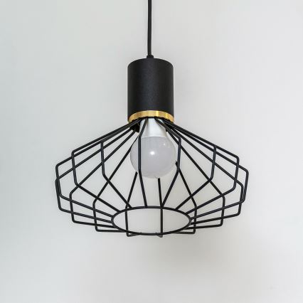 Pendellampa med kabel SOLANO 1xE27/15W/230V svart/guld
