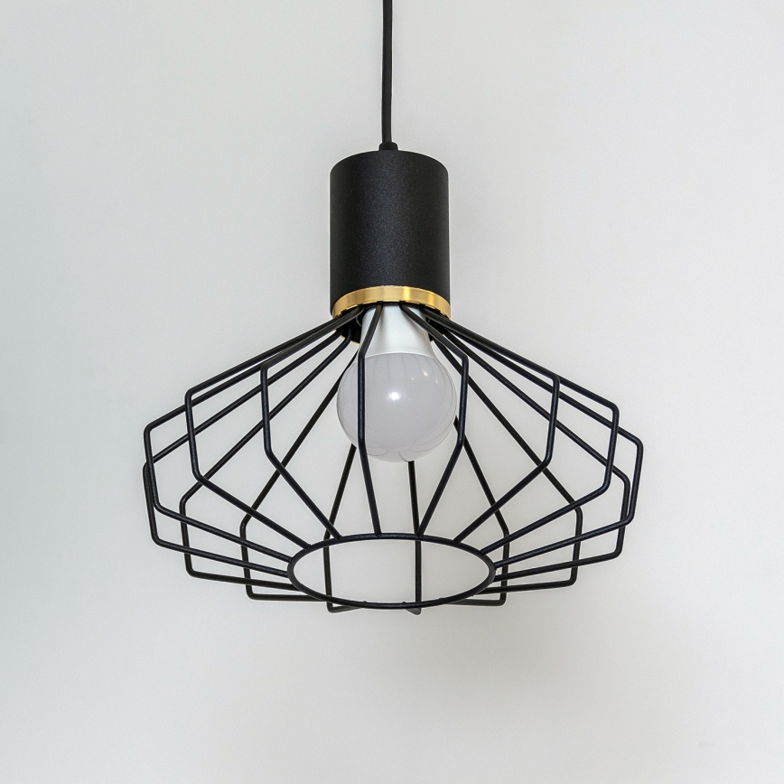 Pendellampa med kabel SOLANO 1xE27/15W/230V svart/guld