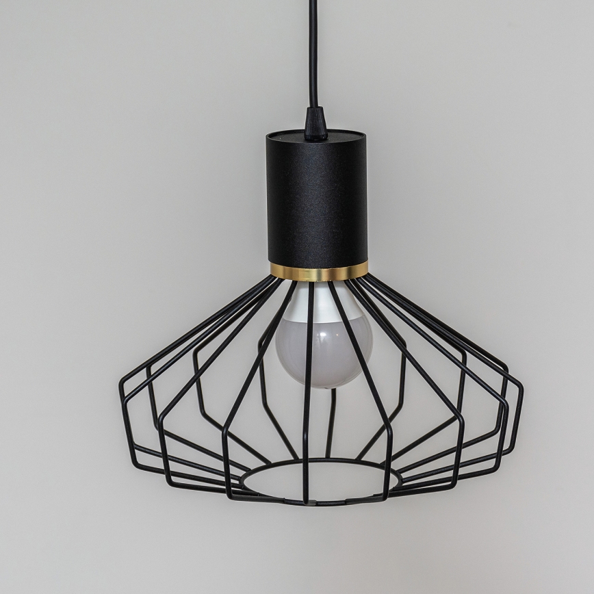 Pendellampa med kabel SOLANO 1xE27/15W/230V svart/guld