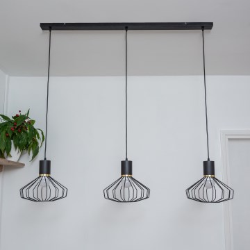 Pendellampa med kabel SOLANO 3xE27/15W/230V svart/guld