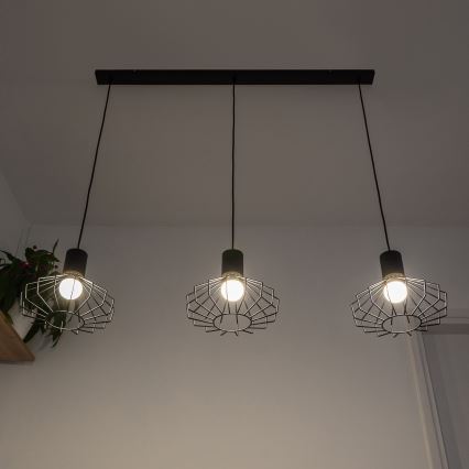Pendellampa med kabel SOLANO 3xE27/15W/230V svart/guld