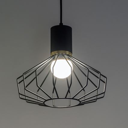 Pendellampa med kabel SOLANO 3xE27/15W/230V svart/guld