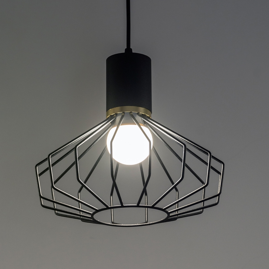 Pendellampa med kabel SOLANO 3xE27/15W/230V svart/guld