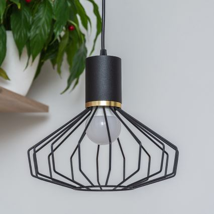 Pendellampa med kabel SOLANO 3xE27/15W/230V svart/guld