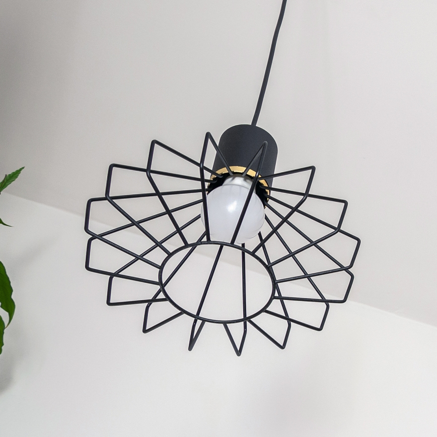 Pendellampa med kabel SOLANO 3xE27/15W/230V svart/guld