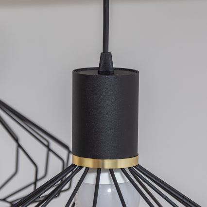 Pendellampa med kabel SOLANO 3xE27/15W/230V svart/guld