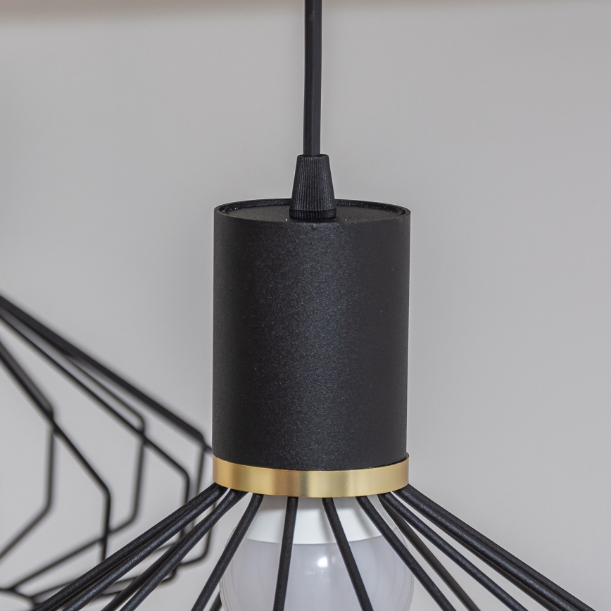 Pendellampa med kabel SOLANO 3xE27/15W/230V svart/guld