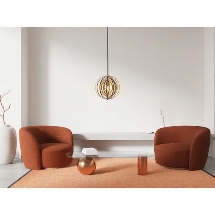 Pendellampa med sladd 1xE27/60W/230V Ø 43,5 cm massivt trä/fanér/gummiträ