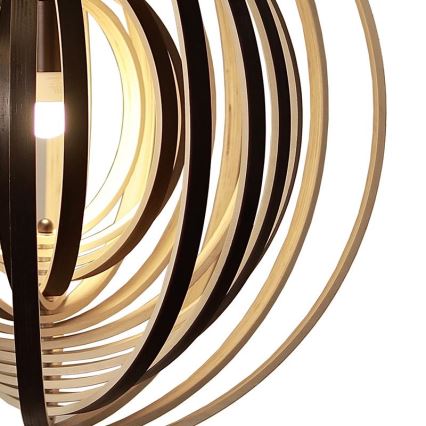 Pendellampa med sladd 1xE27/60W/230V Ø 43,5 cm massivt trä/fanér/gummiträ