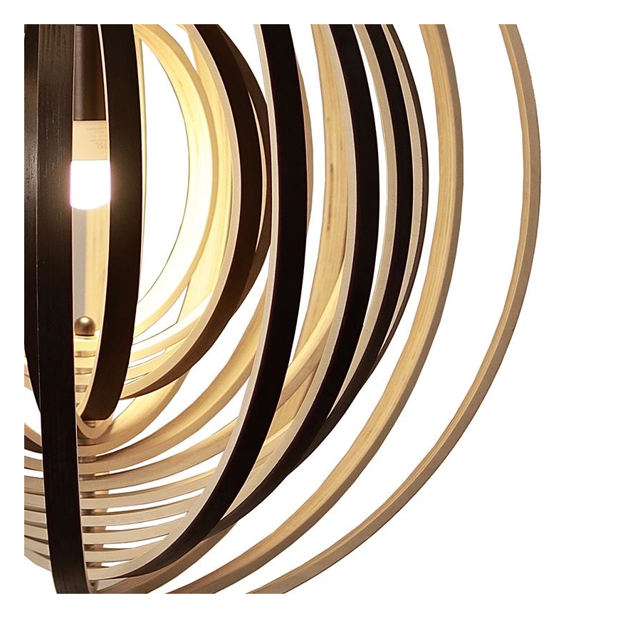 Pendellampa med sladd 1xE27/60W/230V Ø 43,5 cm massivt trä/fanér/gummiträ