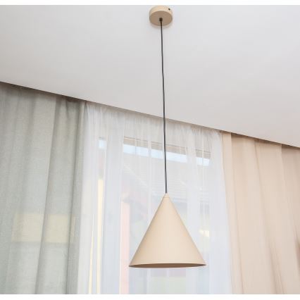 Pendellampa med sladd ETNA II 1xE27/15W/230V Ø 25 cm beige