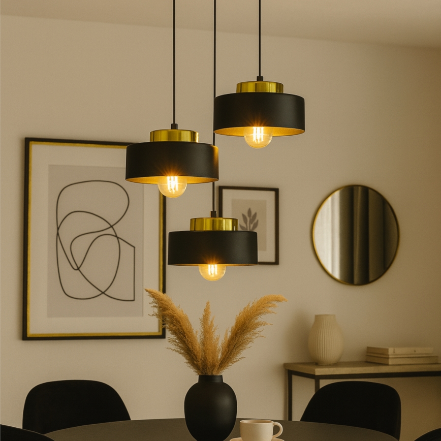 Pendellampa med sladd IGNIA 3xE27/60W/230V svart
