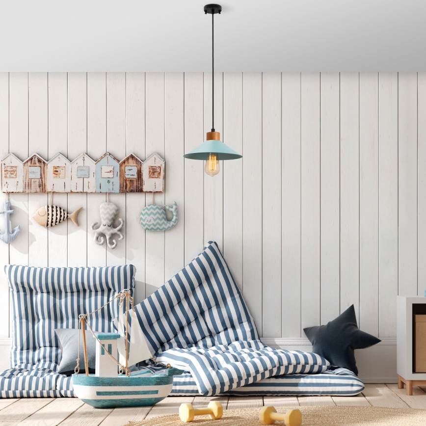 Pendellampa med sladd MANAVGAT 1xE27/40W/230V blå/brun