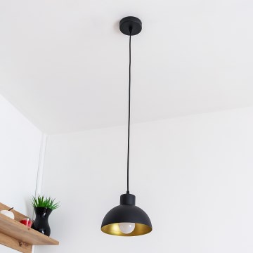 Pendellampa med sladd VESPER 1xE27/15W/230 Ø 18 cm svart/guld