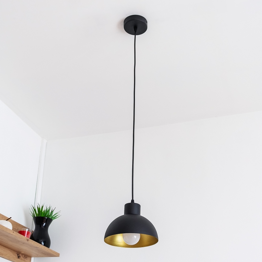 Pendellampa med sladd VESPER 1xE27/15W/230 Ø 18 cm svart/guld
