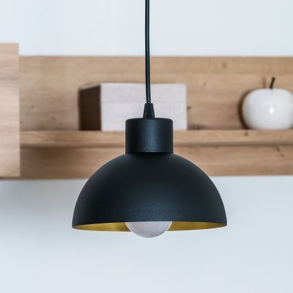 Pendellampa med sladd VESPER 1xE27/15W/230 Ø 18 cm svart/guld