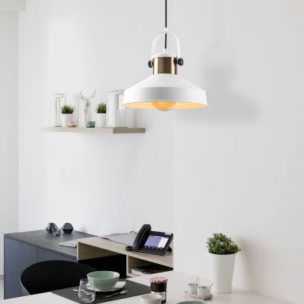 Pendellampa med vajer DODO 1xE27/40W/230V vit/brons