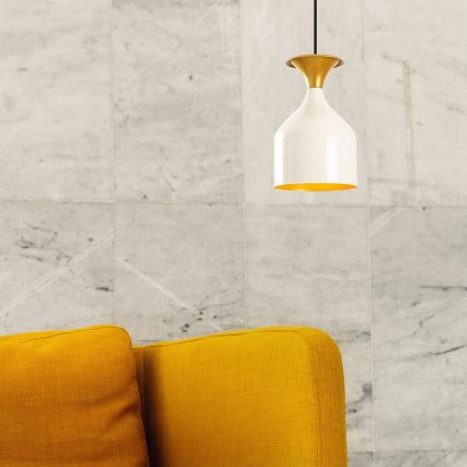 Pendellampa med vajer SIVANI 1xE27/40W/230V vit/koppar