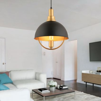 Pendellampa MONZA 1xE27/40W/230V 30 cm svart/guld