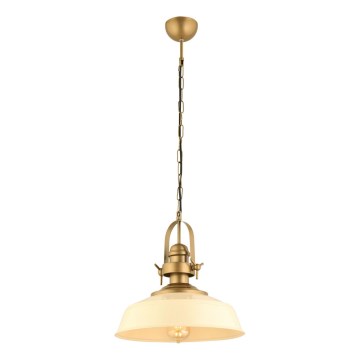 Pendellampa MONZA 1xE27/40W/230V 35 cm i creme/brons