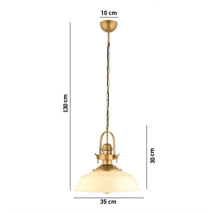 Pendellampa MONZA 1xE27/40W/230V 35 cm i creme/brons