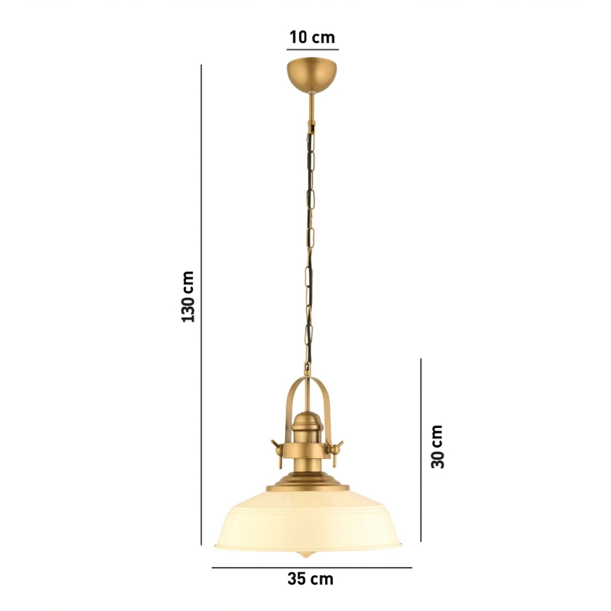 Pendellampa MONZA 1xE27/40W/230V 35 cm i creme/brons