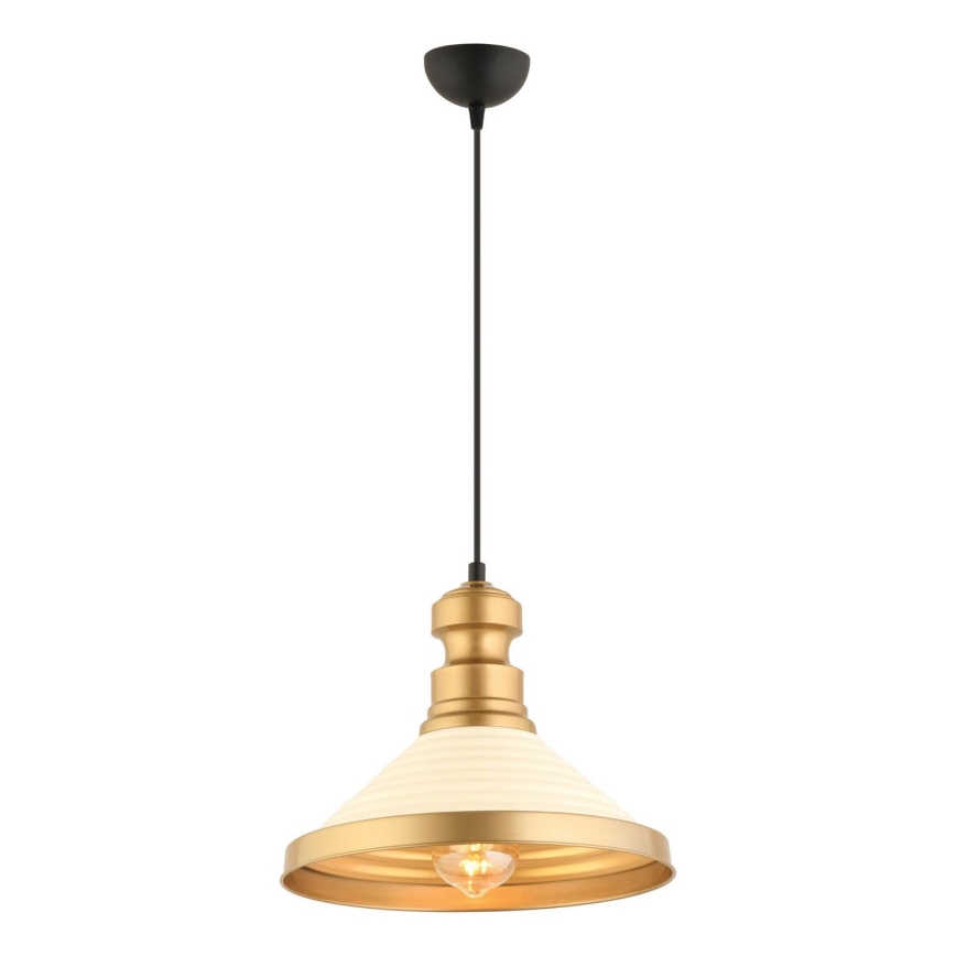 Pendellampa MONZA 1xE27/40W/230V Ø 30 cm krämfärgad/guld