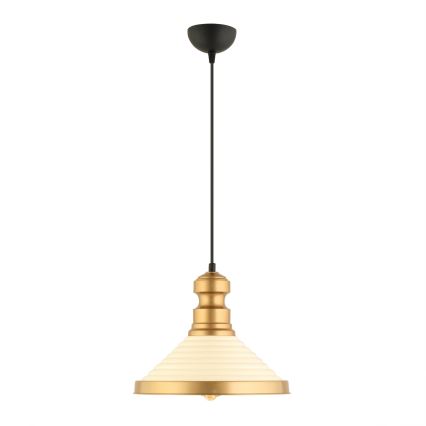 Pendellampa MONZA 1xE27/40W/230V Ø 30 cm krämfärgad/guld