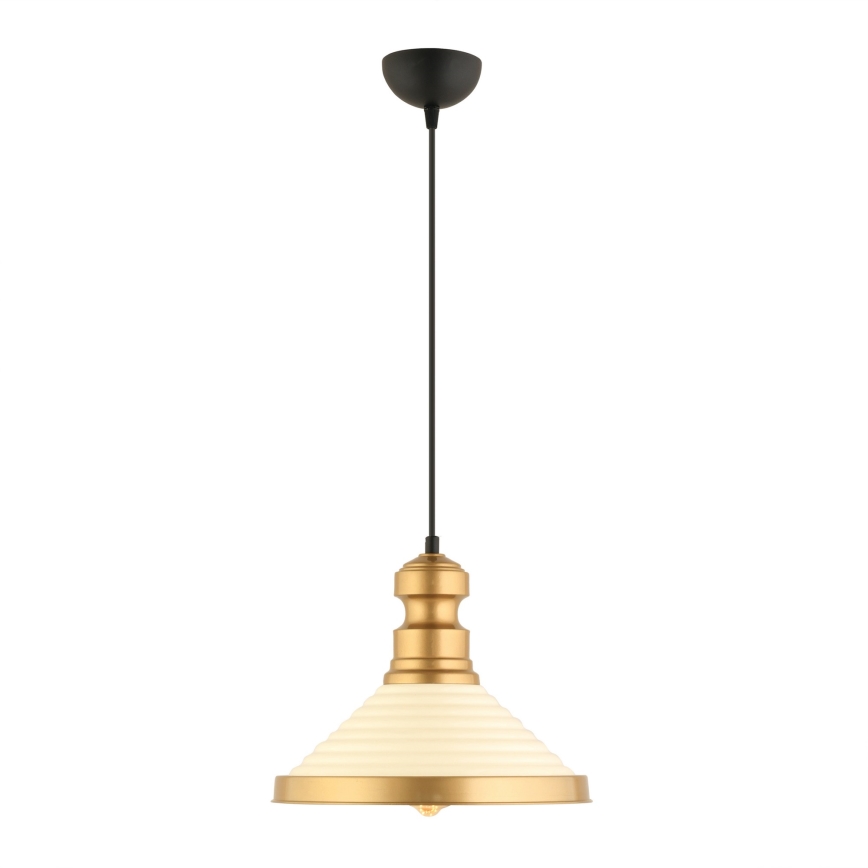 Pendellampa MONZA 1xE27/40W/230V Ø 30 cm krämfärgad/guld