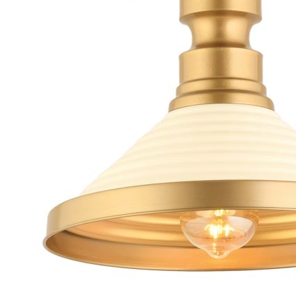 Pendellampa MONZA 1xE27/40W/230V Ø 30 cm krämfärgad/guld