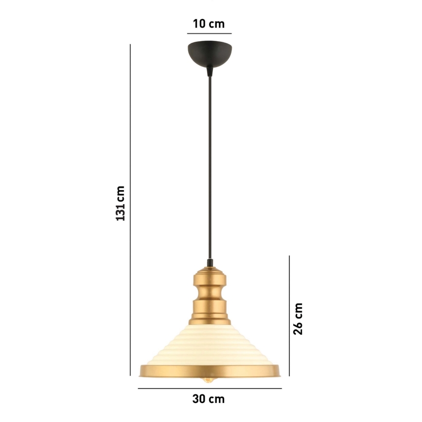 Pendellampa MONZA 1xE27/40W/230V Ø 30 cm krämfärgad/guld