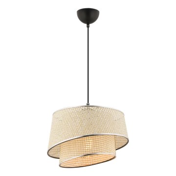 Pendellampa på kabel BARETTE 1xE27/60W/230V krämfärgad/blank krom
