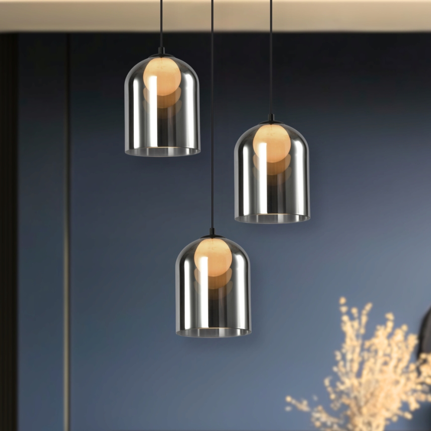 Pendellampa på kabel KLEA 1xG9/15W/230V rökfärgad svart