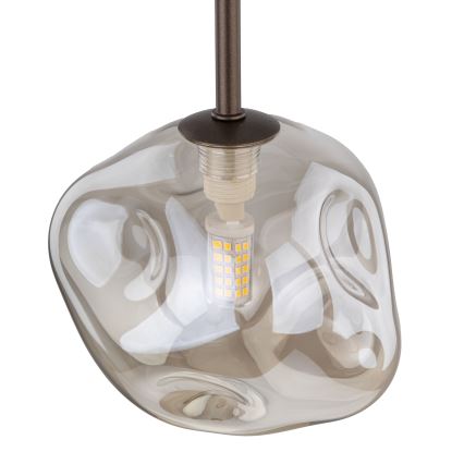 Pendellampa på kabel LAVA 1xG9/8W/230V brons/rökig beige