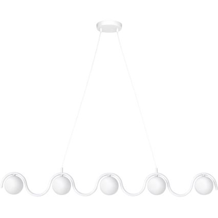 Pendellampa på kabel SINUS 5xG9/8W/230V vit