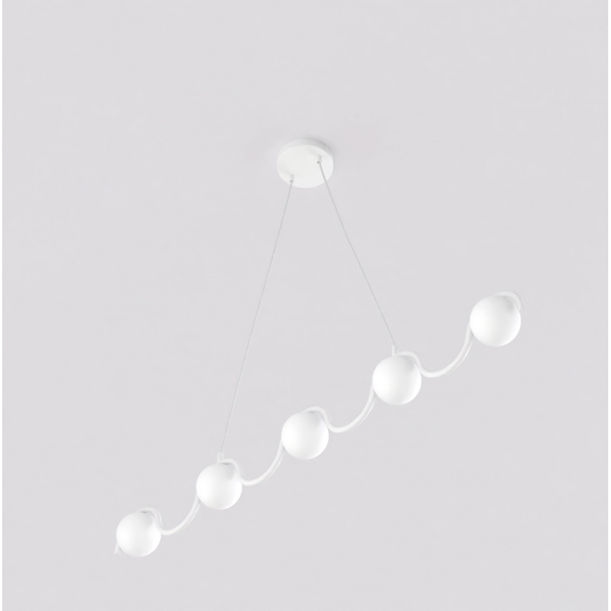 Pendellampa på kabel SINUS 5xG9/8W/230V vit