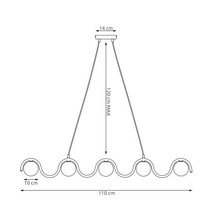 Pendellampa på kabel SINUS 5xG9/8W/230V vit