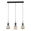 Pendellampa på kabel SOPHIA 3xE14/10W/230V svart/grön/rökbeige