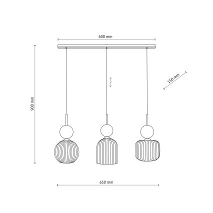 Pendellampa på kabel SOPHIA 3xE14/10W/230V svart/grön/rökbeige