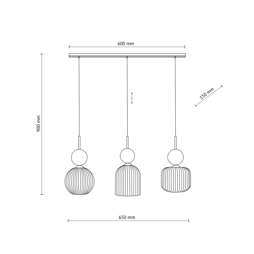 Pendellampa på kabel SOPHIA 3xE14/10W/230V svart/grön/rökbeige
