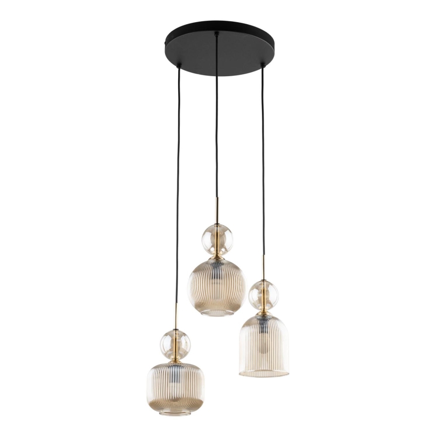 Pendellampa på kabel SOPHIA 3xE14/10W/230V svart/rökig beige