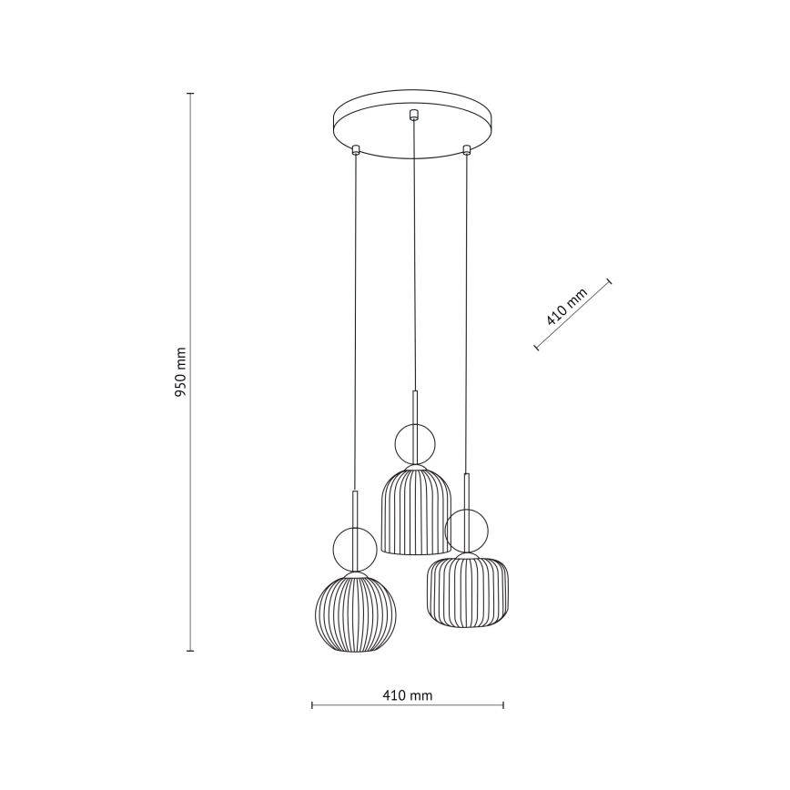 Pendellampa på kabel SOPHIA 3xE14/10W/230V svart/rökig beige