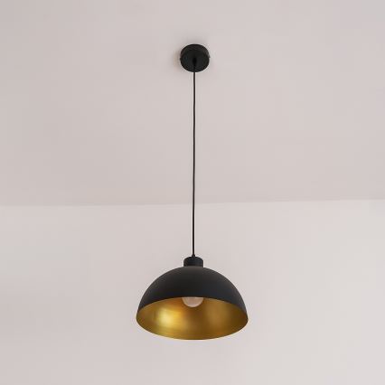 Pendellampa på kabel VESPER 1x E27, 15 W, 230 V, Ø 30 cm, svart/guld