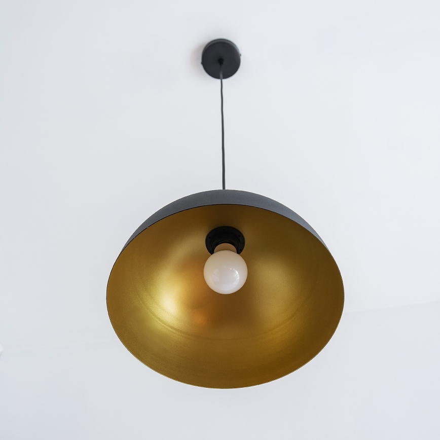 Pendellampa på kabel VESPER 1x E27, 15 W, 230 V, Ø 30 cm, svart/guld